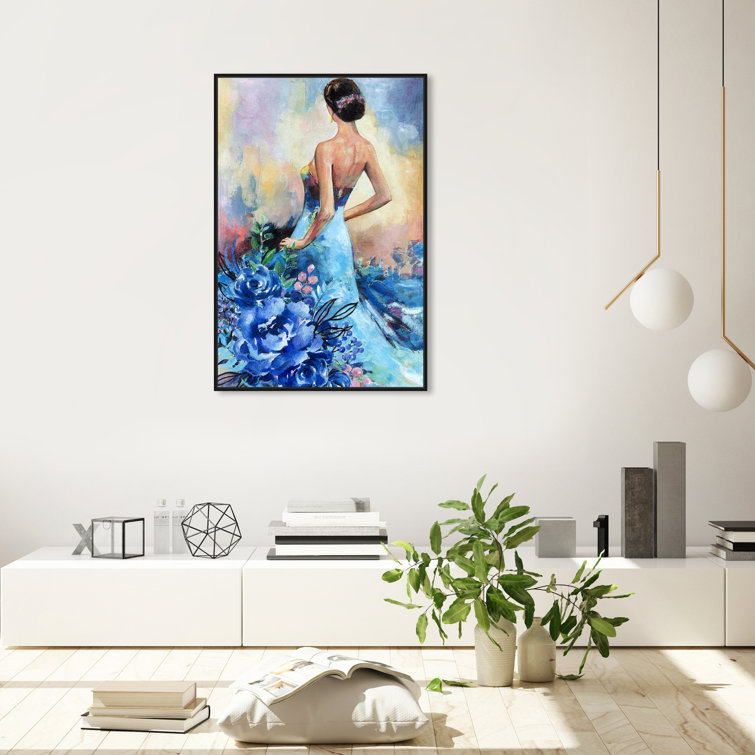 Total Blue, Flower Dress Garden Traditional Blue Total Blue On Canvas by  Oliver Gal Painting